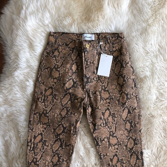 Frame Le High Crop Skinny Jeans Coated Python 26 - Picture 7 of 11